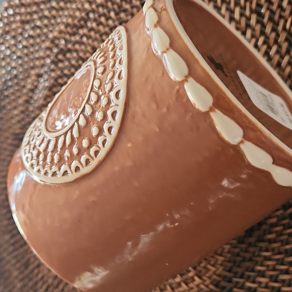 Pottery Barn, Gingerbread Brown & White Ceramic Mug letter "O" NWT - Picture 15 of 16